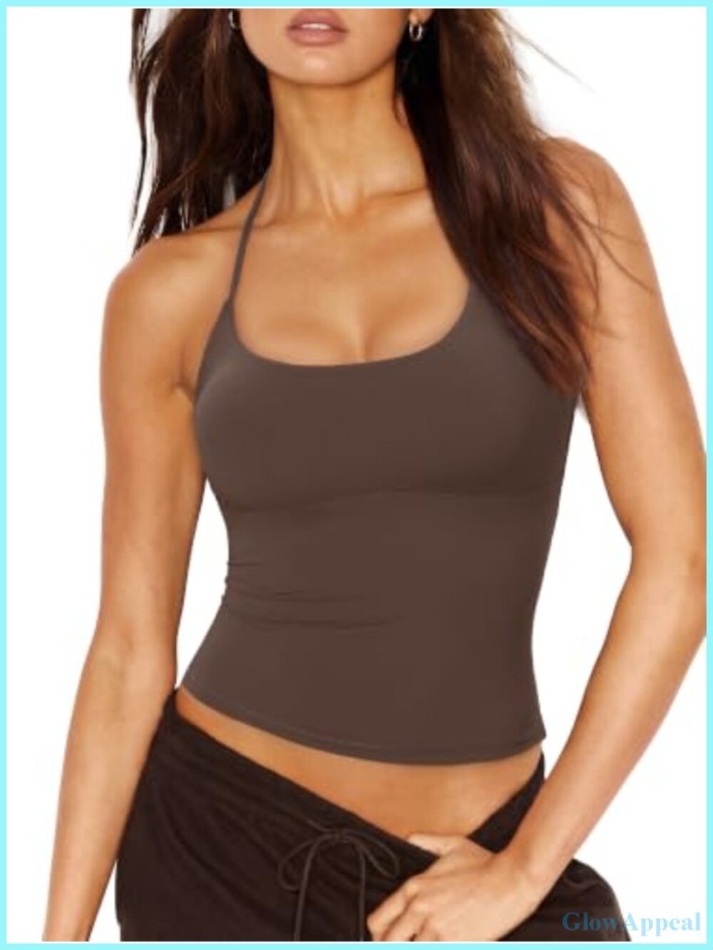 Halter Tank Top Built in Bra Double Lined Backless Y2K Sleeveless